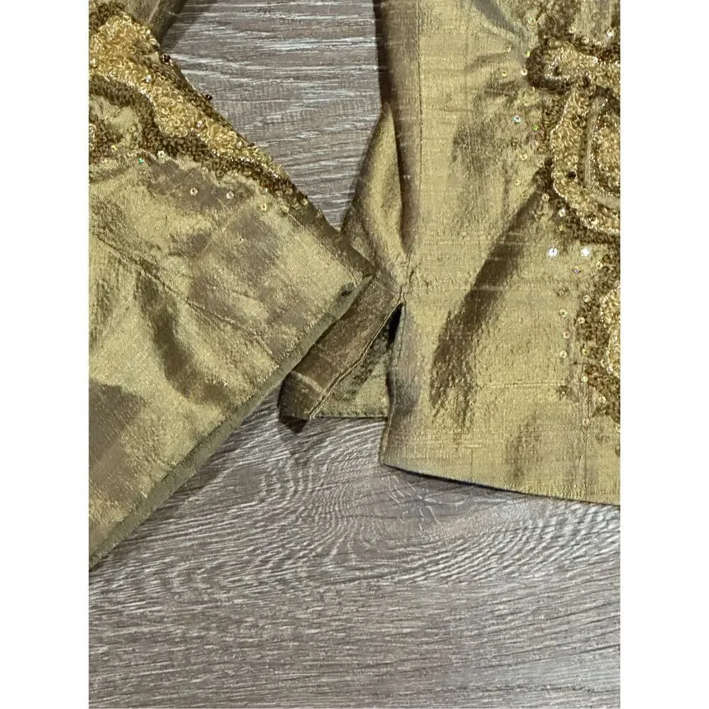 Tunique nights silk jacket embroidered embellished formal M